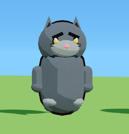 Serious Cat standing front-on in the KittyKlash model viewer